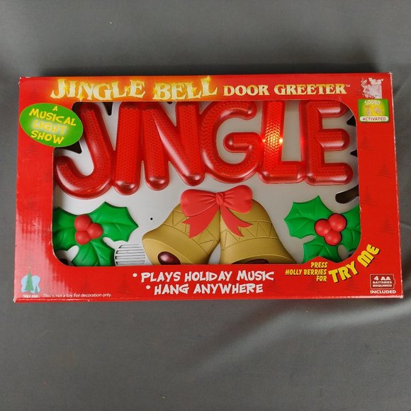 Jingle Bell Door Greeter Lights Up Plays Music